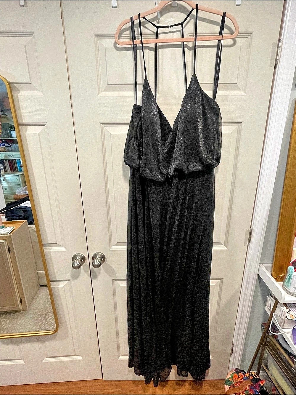 Hailey Paige Black Sparkly Draped Gown Size 28